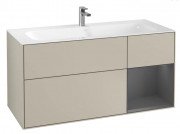 Тумба під раковину Villeroy & Boch Finion 119,6х49,8 см з підсвічуванням МДФ пісок матовий лак/антрацит матовий лак F070GKHH