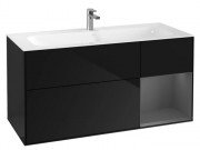 Тумба под раковину Villeroy & Boch Finion 119,6х49,8 см с подсветкой МДФ глянцевый черный лак/антрацит матовый лак F070GKPH