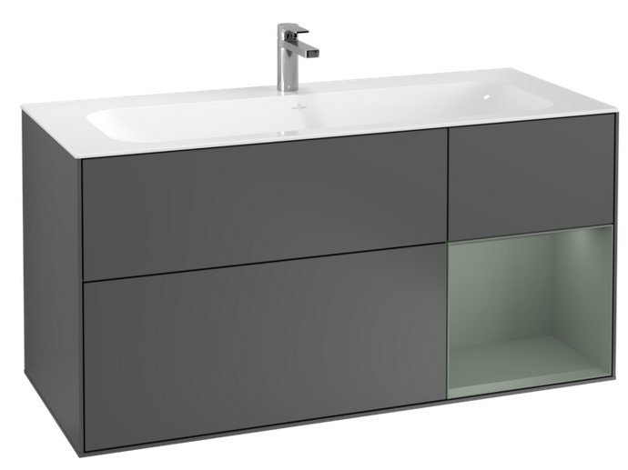 Тумба під раковину Villeroy & Boch Finion 119,6х49,8 см з підсвічуванням антрацит матовий лак/оливковий матовий лак F070GMGK