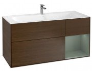 Тумба под раковину Villeroy & Boch Finion 119,6х49,8 см с подсветкой ДСП шпон грецкого ореха/оливковый матовый лак F070GMGN