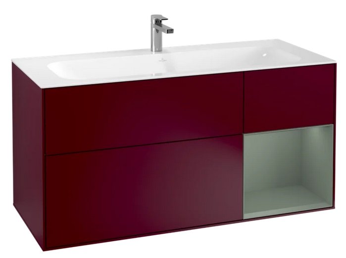 Тумба под раковину Villeroy & Boch Finion 119,6х49,8 см с подсветкой МДФ пион матовый лак/оливковый матовый лак F070GMHB