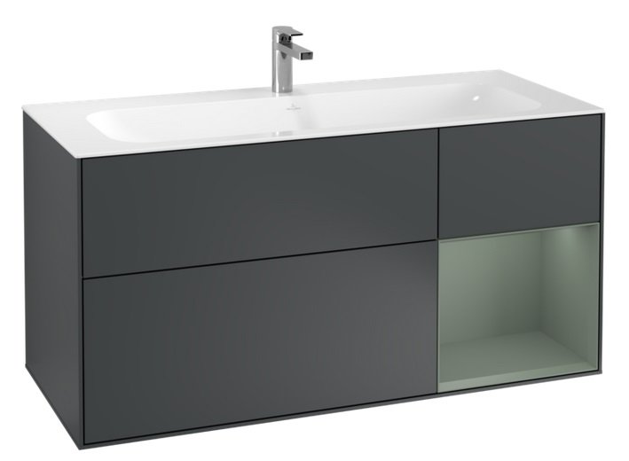 Тумба під раковину Villeroy & Boch Finion 119,6х49,8 см з підсвічуванням МДФ темно-синій матовий лак/оливковий матовий лак F070GMHG