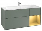 Тумба під раковину Villeroy & Boch Finion 119,6х49,8 см з підсвічуванням МДФ оливковий матовий лак/золотий матовий лак F070HFGM