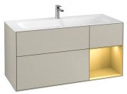 Тумба под раковину Villeroy & Boch Finion 119,6х49,8 см с подсветкой МДФ песок матовый лак/золотой матовый лак F070HFHH