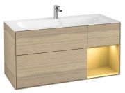 Тумба під раковину Villeroy & Boch Finion 119,6х49,8 см з підсвічуванням ДСП шпон дуба/золотий матовий лак F070HFPC