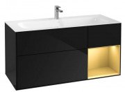 Тумба під раковину Villeroy & Boch Finion 119,6х49,8 см із підсвічуванням МДФ глянсовий чорний лак/золотий матовий лак F070HFPH