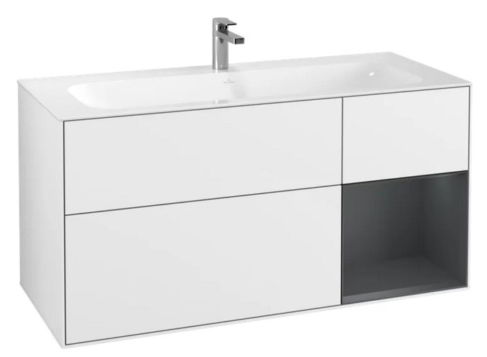 Тумба под раковину Villeroy & Boch Finion 119,6х49,8 см с подсветкой МДФ глянцевый белый лак/темно-синий матовый лак F070HGGF