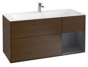 Тумба під раковину Villeroy & Boch Finion 119,6х49,8 см з підсвічуванням ДСП шпон волоського горіха/темно-синій матовий лак F070HGGN