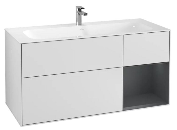 Тумба под раковину Villeroy & Boch Finion 119,6х49,8 см с подсветкой МДФ белый матовый лак/темно-синий матовый лак F070HGMT