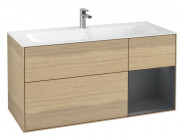 Тумба под раковину Villeroy & Boch Finion 119,6х49,8 см с подсветкой ДСП шпон дуба/темно-синий матовый лак F070HGPC