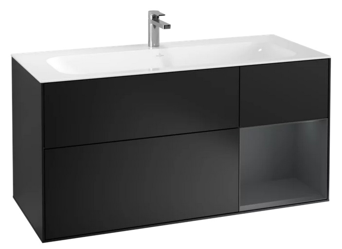 Тумба под раковину Villeroy & Boch Finion 119,6х49,8 см с подсветкой МДФ черный матовый лак/темно-синий матовый лак F070HGPD