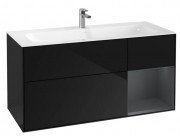 Тумба под раковину Villeroy & Boch Finion 119,6х49,8 см с подсветкой МДФ глянцевый черный лак/темно-синий матовый лак F070HGPH