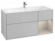 Тумба під раковину Villeroy & Boch Finion 119,6х49,8 см з підсвічуванням МДФ світло-сірий матовий лак/пісок матовий лак F070HHGJ