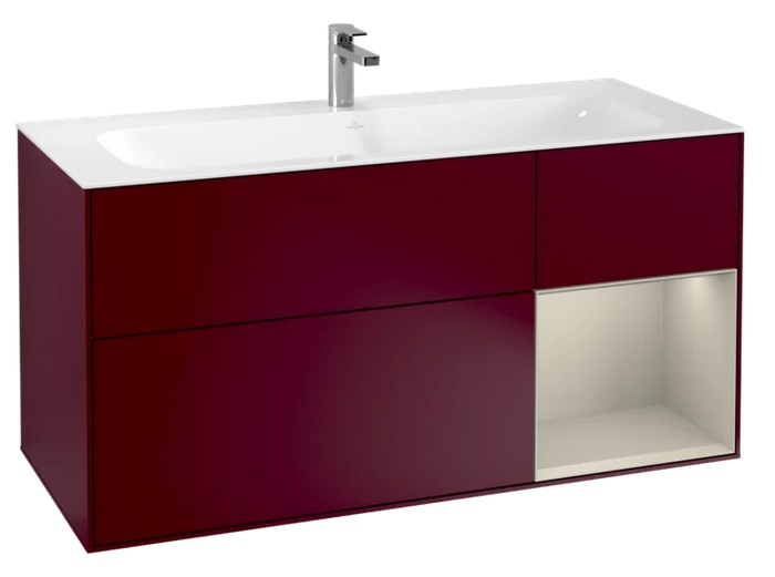 Тумба под раковину Villeroy & Boch Finion 119,6х49,8 см с подсветкой МДФ пион матовый лак/песок матовый лак F070HHHB