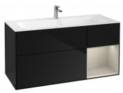 Тумба под раковину Villeroy & Boch Finion 119,6х49,8 см с подсветкой МДФ глянцевый черный лак/песок матовый лак F070HHPH