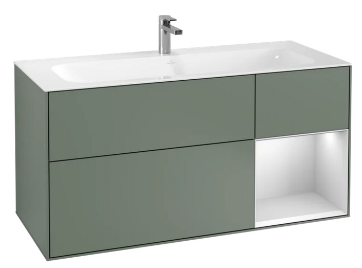 Тумба под раковину Villeroy & Boch Finion 119,6х49,8 см с подсветкой МДФ оливковый матовый лак/белый матовый лак F070MTGM