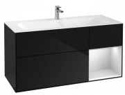 Тумба под раковину Villeroy & Boch Finion 119,6х49,8 см с подсветкой МДФ глянцевый черный лак/белый матовый лак F070MTPH