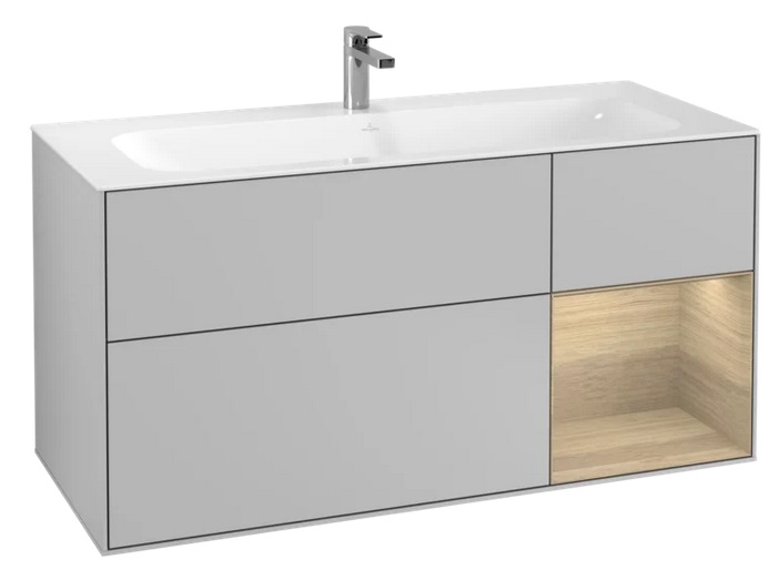 Тумба под раковину Villeroy & Boch Finion 119,6х49,8 см с подсветкой МДФ светло-серый матовый лак/шпон дуба F070PCGJ