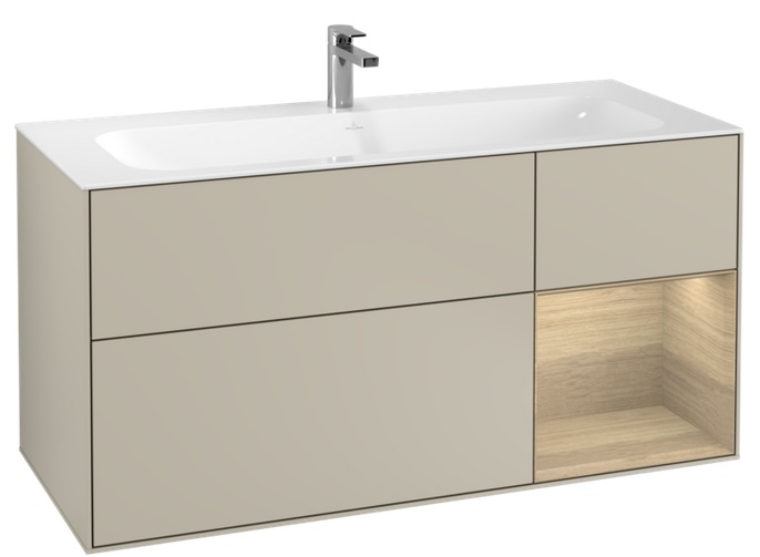 Тумба під раковину Villeroy & Boch Finion 119,6х49,8 см з підсвічуванням МДФ пісок матовий лак/шпон дуба F070PCHH