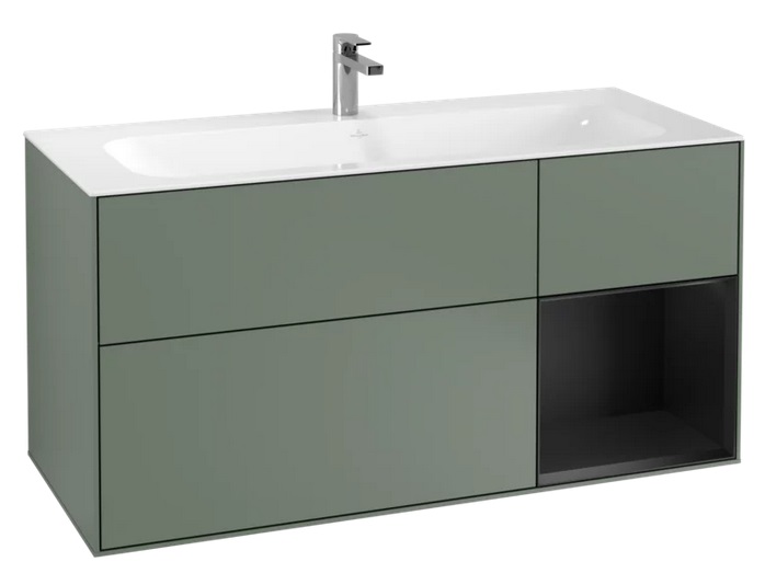 Тумба під раковину Villeroy & Boch Finion 119,6х49,8 см з підсвічуванням МДФ оливковий матовий лак/чорний матовий лак F070PDGM
