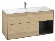 Тумба під раковину Villeroy & Boch Finion 119,6х49,8 см з підсвічуванням ДСП шпон дуба/чорний матовий лак F070PDPC