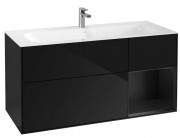Тумба под раковину Villeroy & Boch Finion 119,6х49,8 см с подсветкой МДФ глянцевый черный лак/черный матовый лак F070PDPH