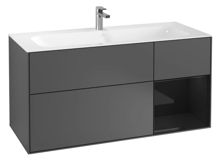 Тумба під раковину Villeroy & Boch Finion 119,6х49,8 см з підсвічуванням МДФ антрацит матовий лак/глянцевий чорний лак F070PHGK