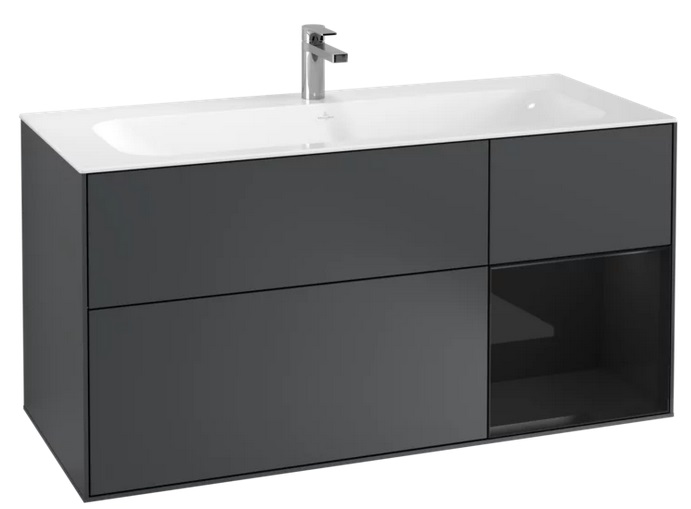 Тумба под раковину Villeroy & Boch Finion 119,6х49,8 см с подсветкой МДФ темно-синий матовый лак/глянцевый черный лак F070PHHG