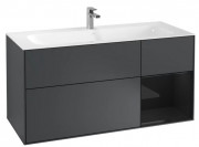 Тумба под раковину Villeroy & Boch Finion 119,6х49,8 см с подсветкой МДФ темно-синий матовый лак/глянцевый черный лак F070PHHG