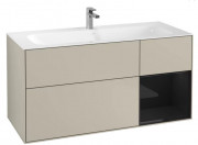 Тумба под раковину Villeroy & Boch Finion 119,6х49,8 см с подсветкой МДФ песок матовый лак/глянцевый черный лак F070PHHH