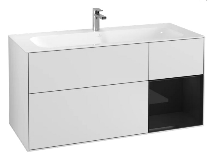 Тумба під раковину Villeroy & Boch Finion 119,6х49,8 см із підсвічуванням МДФ білий матовий лак/глянцевий чорний лак F070PHMT