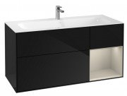 Тумба под раковину Villeroy & Boch Finion 119,6х49,8 см с подсветкой МДФ глянцевый черный лак/песок матовый лак F070HHPH