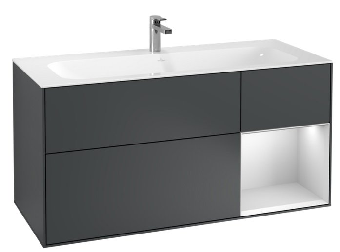 Тумба під раковину Villeroy & Boch Finion 119,6х49,8 см із підсвічуванням МДФ темно-синій матовий лак/білий матовий лак F070MTHG