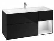Тумба под раковину Villeroy & Boch Finion 119,6х49,8 см с подсветкой МДФ глянцевый черный лак/белый матовый лак F070MTPH