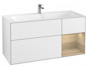 Тумба під раковину Villeroy & Boch Finion 119,6х49,8 см із підсвічуванням МДФ глянсовий білий лак/шпон дуба F070PCGF