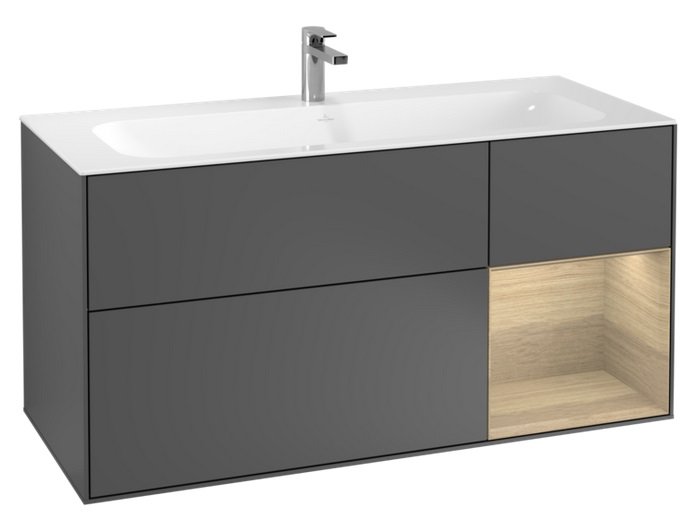 Тумба под раковину Villeroy & Boch Finion 119,6х49,8 см с подсветкой МДФ антрацит матовый лак/шпон дуба F070PCGK