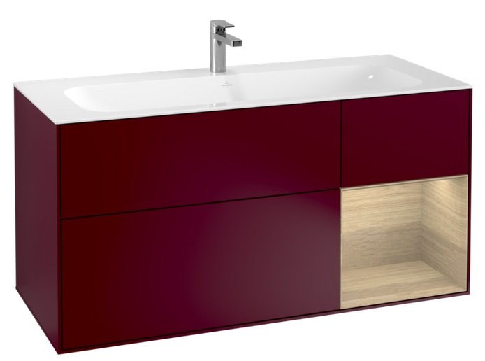 Тумба під раковину Villeroy & Boch Finion 119,6х49,8 см з підсвічуванням МДФ півонія матовий лак/шпон дуба F070PCHB