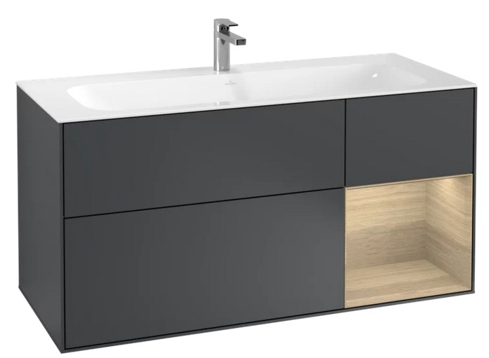 Тумба під раковину Villeroy & Boch Finion 119,6х49,8 см з підсвічуванням МДФ темно-синій матовий лак/шпон дуба F070PCHG