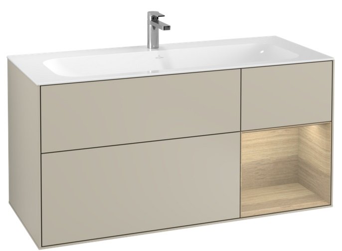 Тумба под раковину Villeroy & Boch Finion 119,6х49,8 см с подсветкой МДФ песок матовый лак/шпон дуба F070PCHH