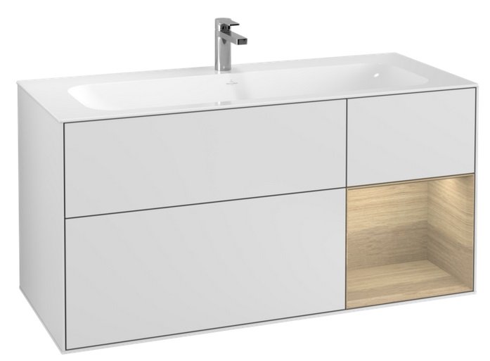 Тумба під раковину Villeroy & Boch Finion 119,6х49,8 см з підсвічуванням МДФ білий матовий лак/шпон дуба F070PCMT