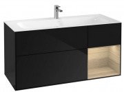 Тумба під раковину Villeroy & Boch Finion 119,6х49,8 см з підсвічуванням МДФ глянсовий чорний лак/шпон дуба F070PCPH