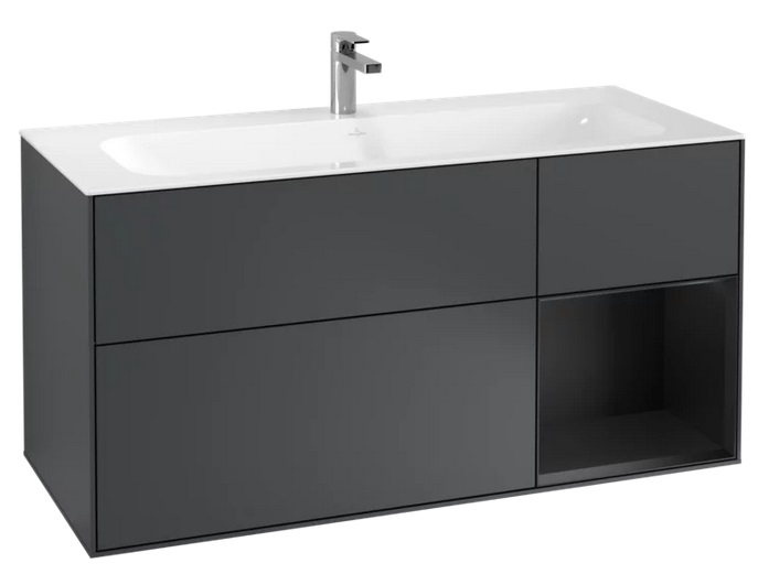 Тумба под раковину Villeroy & Boch Finion 119,6х49,8 см с подсветкой МДФ темно-синий матовый лак/черный матовый лак F070PDHG