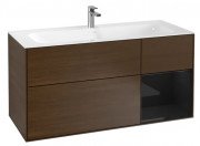 Тумба під раковину Villeroy & Boch Finion 119,6х49,8 см з підсвічуванням ДСП шпон волоського горіха/глянцевий чорний лак F070PHGN