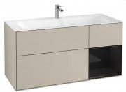 Тумба під раковину Villeroy & Boch Finion 119,6х49,8 см із підсвічуванням МДФ пісок матовий лак/глянцевий чорний лак F070PHHH