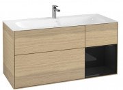 Тумба під раковину Villeroy & Boch Finion 119,6х49,8 см з підсвічуванням ДСП шпон дуба/глянцевий чорний лак F070PHPC