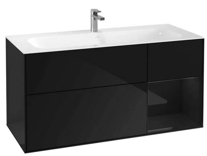 Тумба под раковину Villeroy & Boch Finion 119,6х49,8 см с подсветкой МДФ глянцевый черный лак F070PHPH