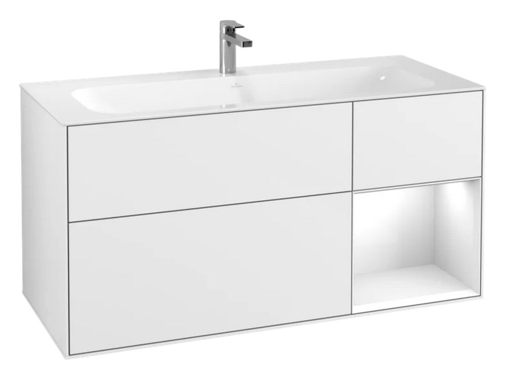 Тумба под раковину Villeroy & Boch Finion 119,6х49,8 см с подсветкой МДФ глянцевый белый лак G070GFGF