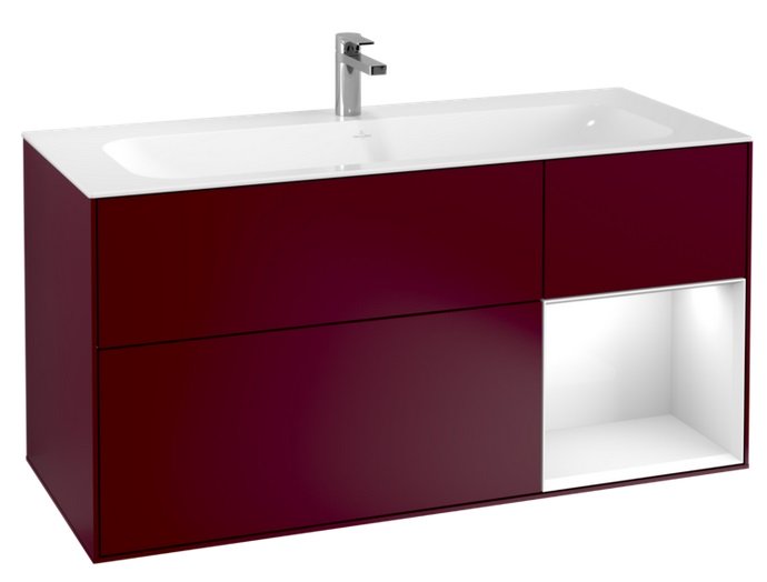 Тумба под раковину Villeroy & Boch Finion 119,6х49,8 см с подсветкой МДФ пион матовый лак/глянцевый белый лак G070GFHB