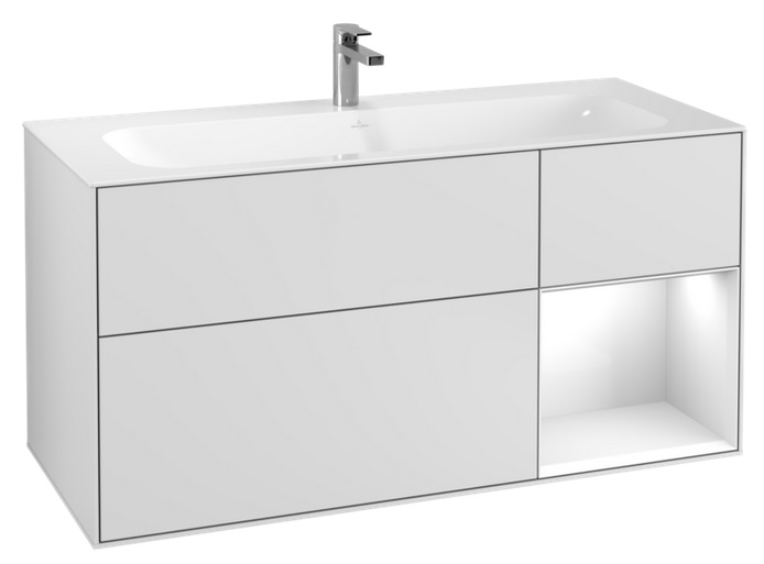 Тумба под раковину Villeroy & Boch Finion 119,6х49,8 см с подсветкой МДФ белый матовый лак/глянцевый белый лак G070GFMT