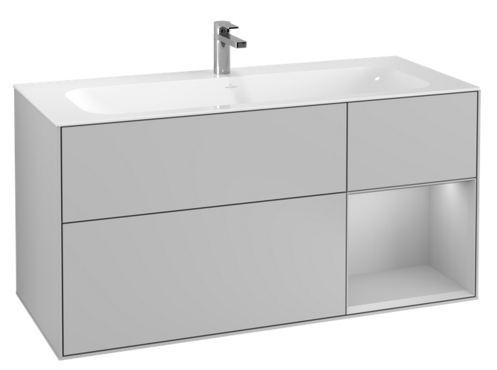 Тумба під раковину Villeroy & Boch Finion 119,6х49,8 см з підсвічуванням МДФ світло-сірий матовий лак G070GJGJ